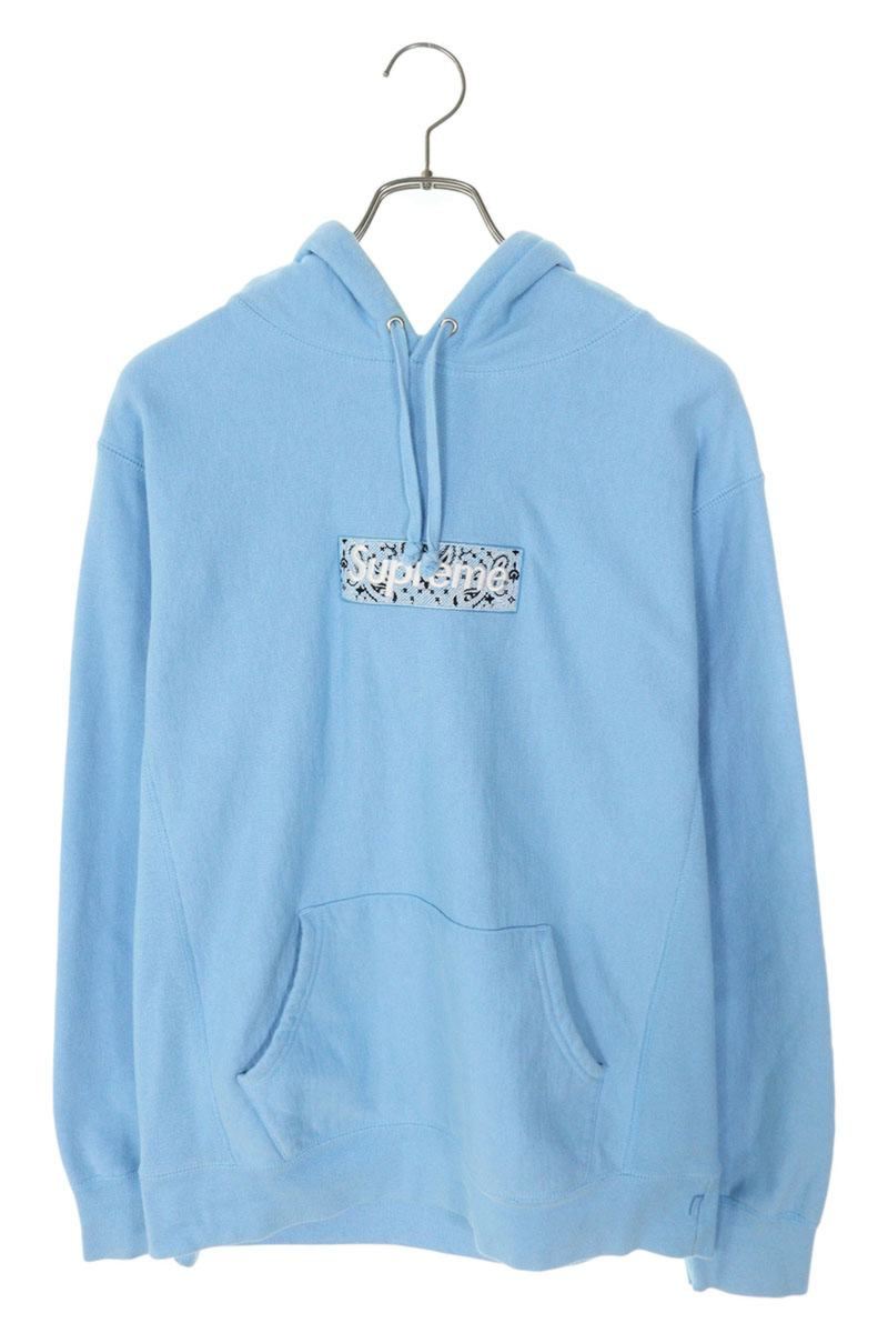 Supreme 19AW Bandana Box Logo Hooded Sweatshirt Blue Size L