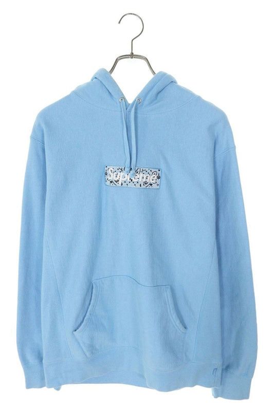 Supreme 19AW Bandana Box Logo Hooded Sweatshirt Blue Size L