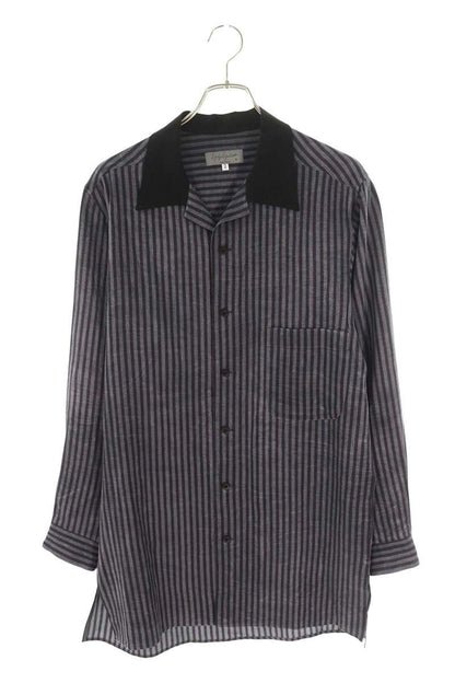 YOHJI YAMAMOTO POUR HOMME 24AW Striped Long Sleeve Shirt Gray Size M