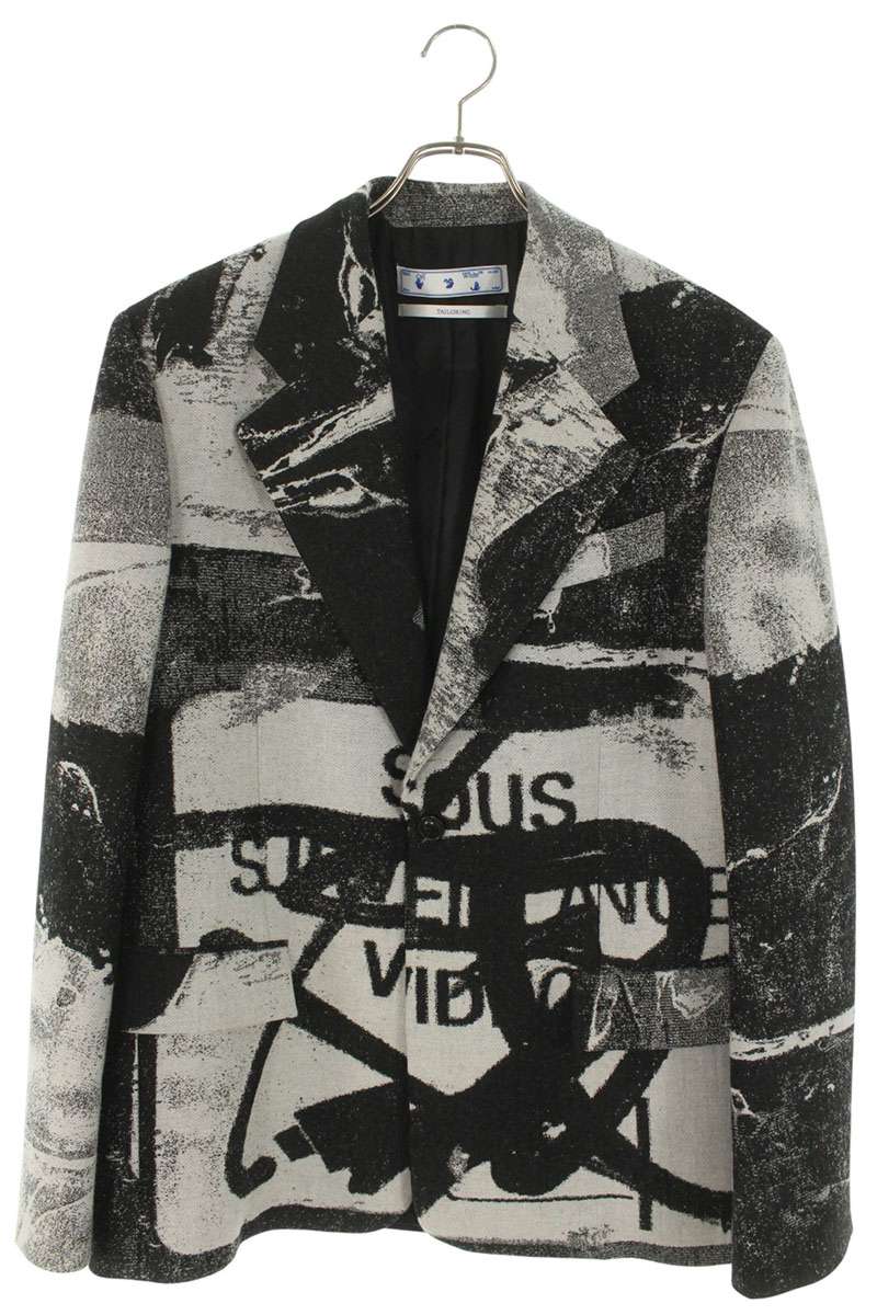 Off-White Tailored Jacket Black x White Size 48