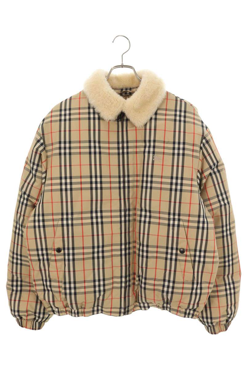 Supreme x Burberry 22SS Shearling Collar Down Puffer Jacket Beige Size M