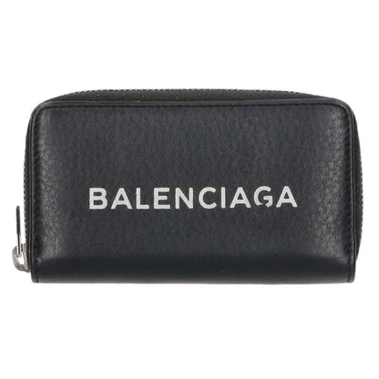 Balenciaga Logo Print Coin Case Black