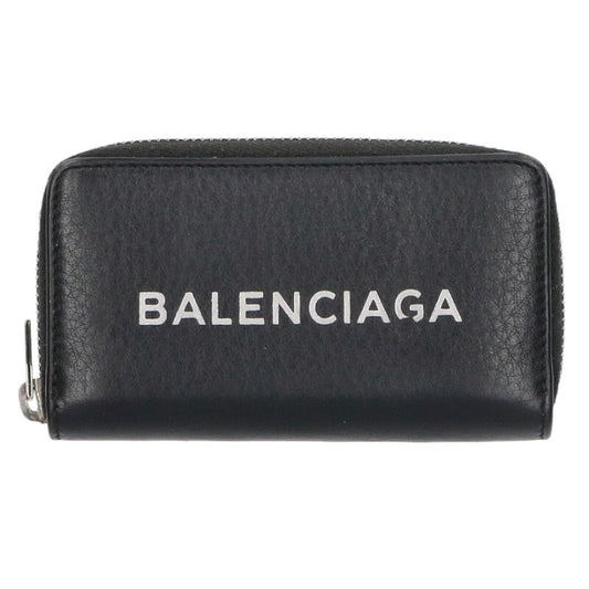 Balenciaga Logo Print Coin Case Black