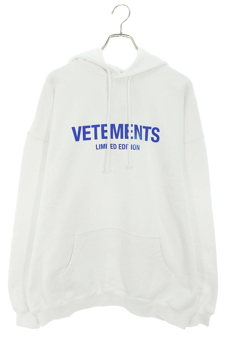 Vetements 24SS Logo Print Hoodie White x Blue Size XS