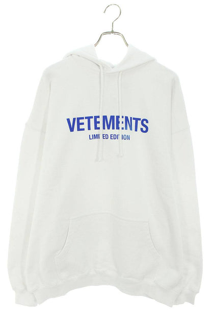 Vetements 24SS Logo Print Hoodie White x Blue Size XS