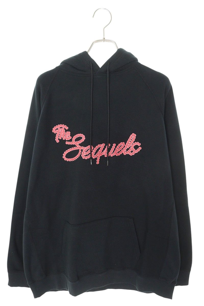SEQUEL 23AW Logo Print Pullover Hoodie Black x Pink Size L