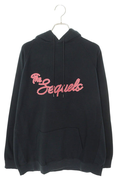 SEQUEL 23AW Logo Print Pullover Hoodie Black x Pink Size L