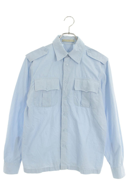 BALENCIAGA Epaulette Long Sleeve Shirt Blue Size S