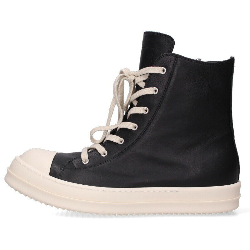 Rick Owens Leather Sneakers Black x White US 13