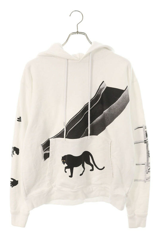 Off-White Print Pullover Hoodie White Size XL