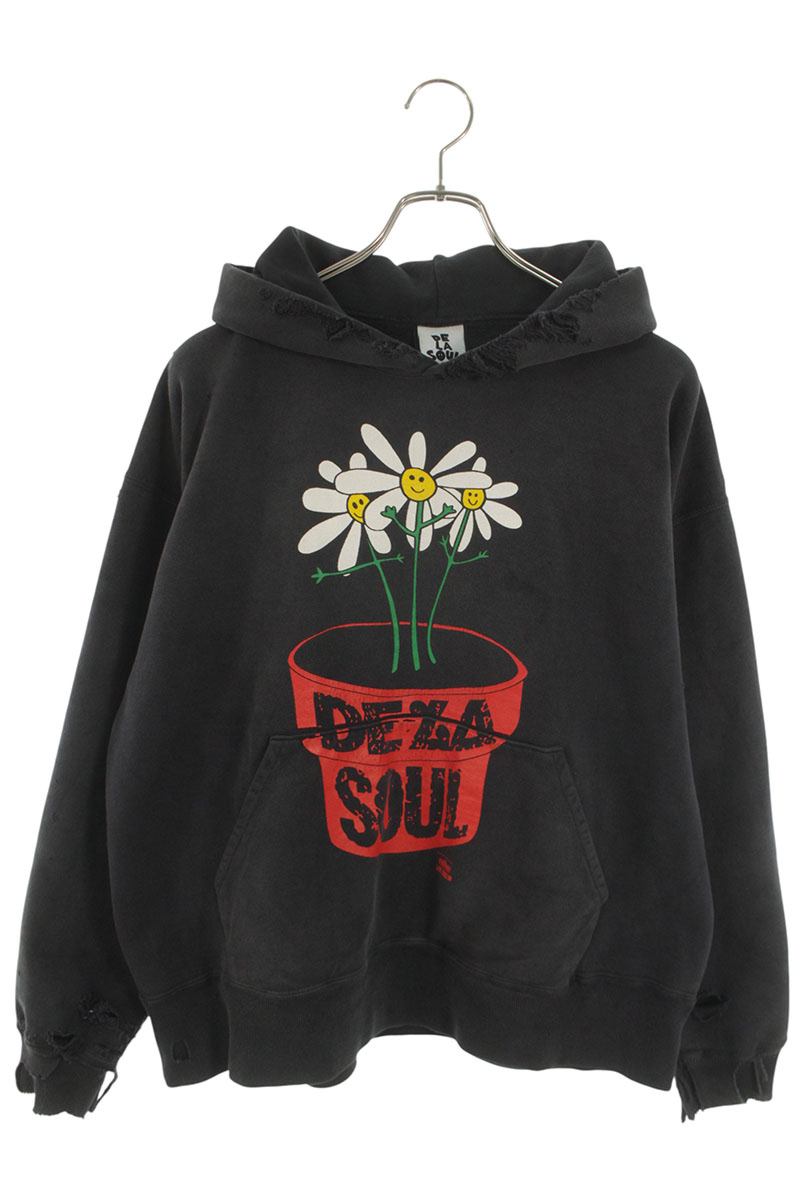 Saint Michael Vintage Print Hoodie Black Size L