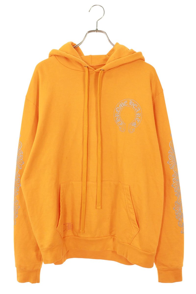 Chrome Hearts SWTSHRT PLVR Horseshoe Print Hoodie Orange x Silver Size M