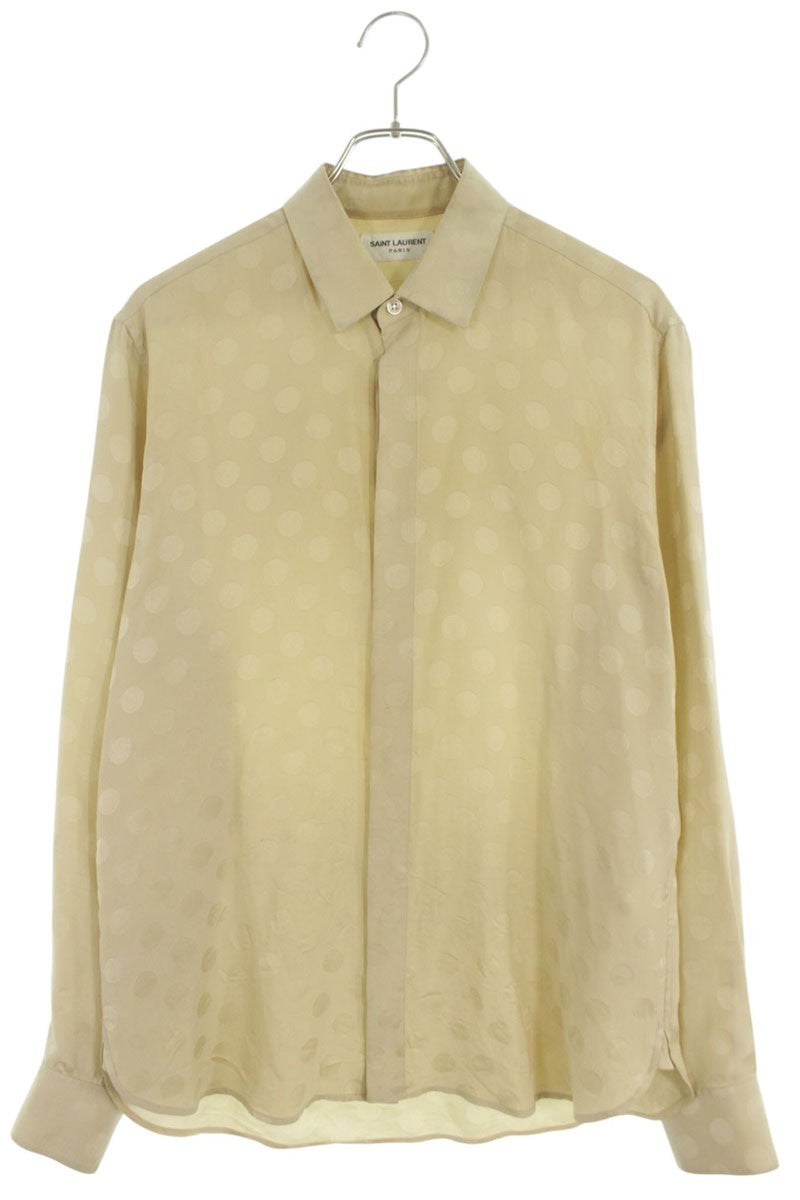 Saint Laurent Paris Silk Long Sleeve Shirt Beige Size XS
