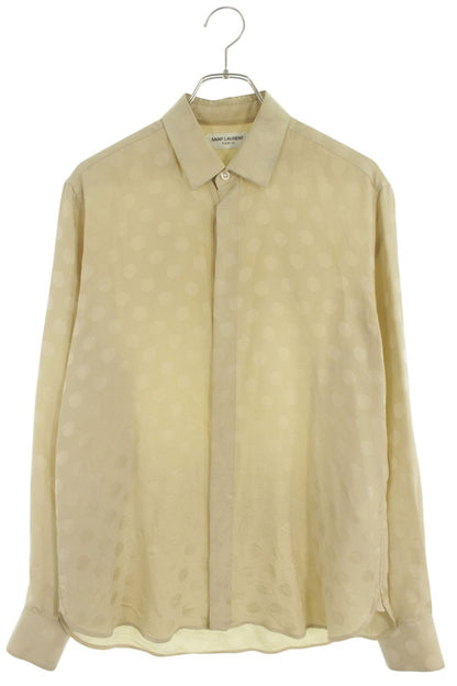 Saint Laurent Paris Silk Long Sleeve Shirt Beige Size XS