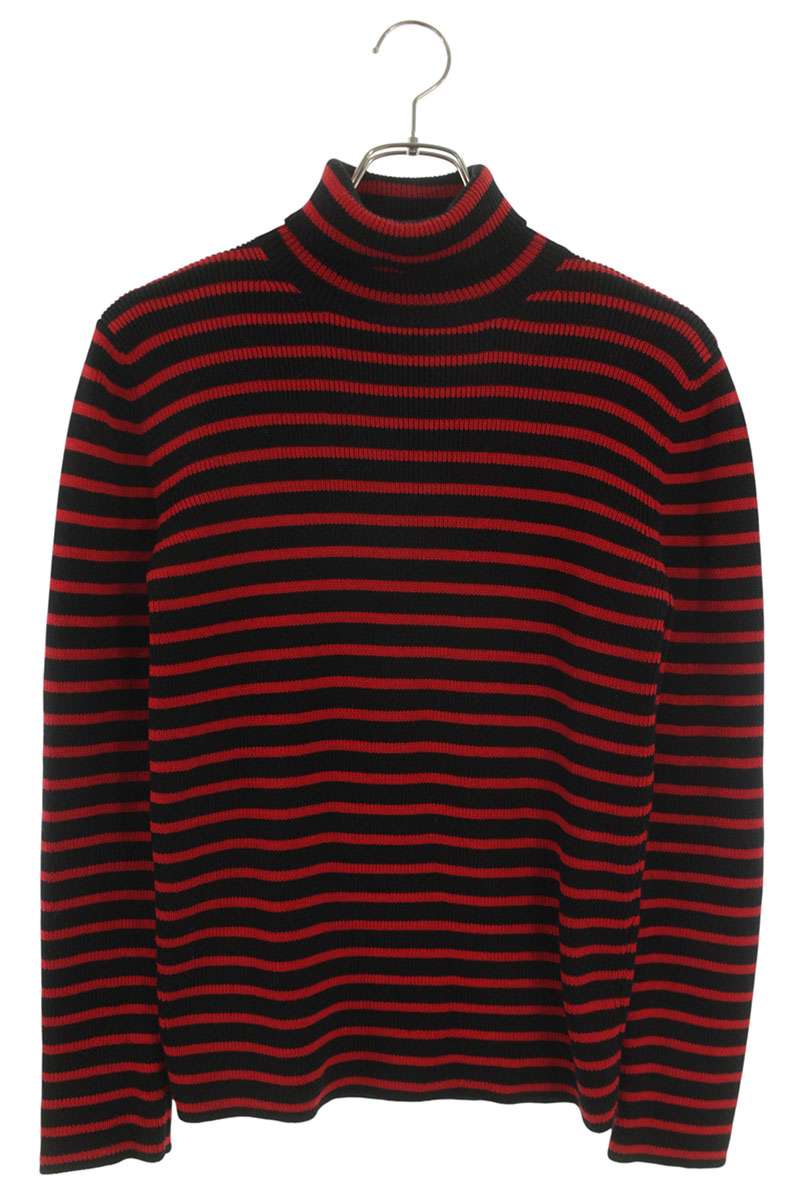 Saint Laurent Paris 15AW Boarder Knit Sweater Black x Red Size S