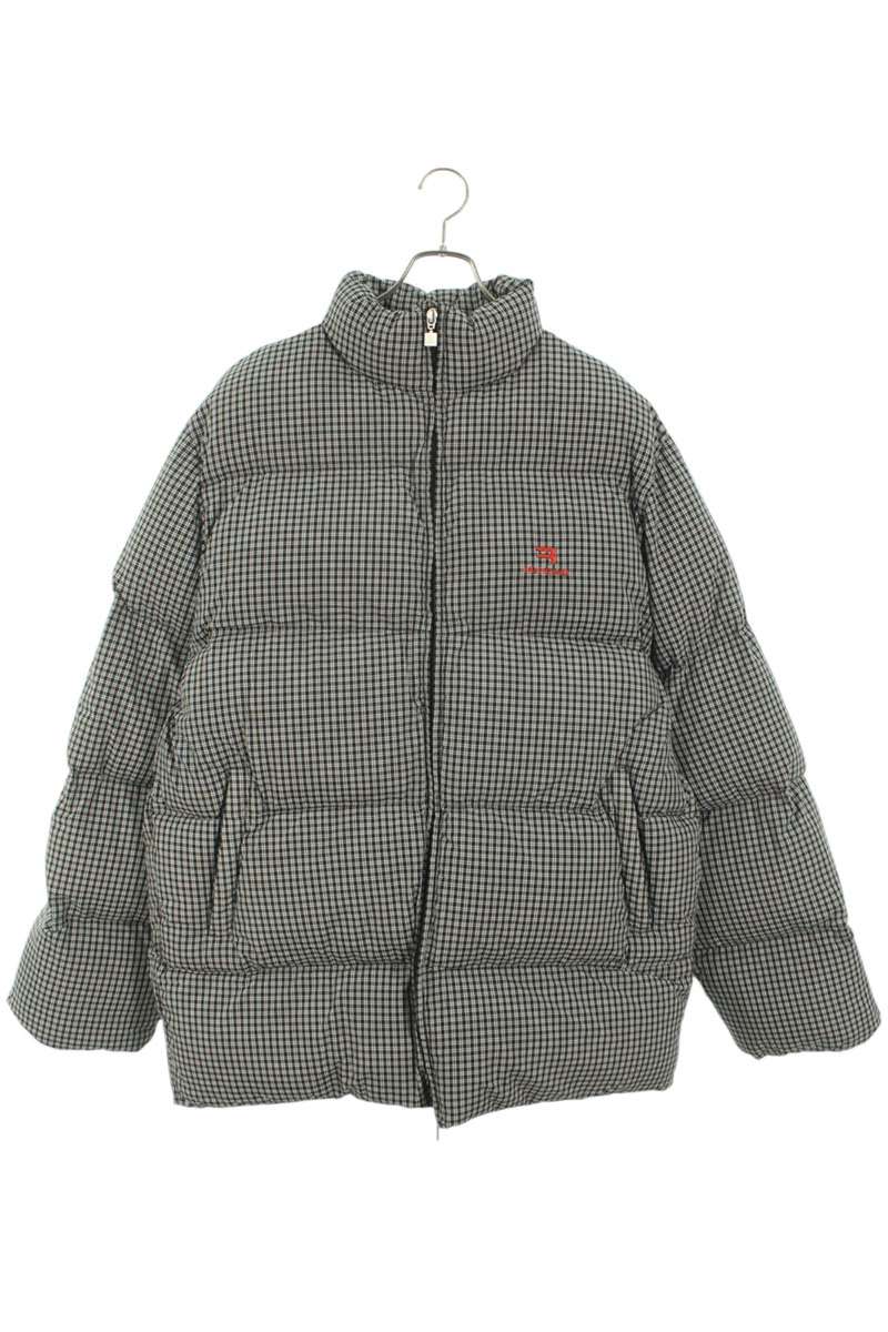Balenciaga Logo Embroidered Down Jacket Gray Size S