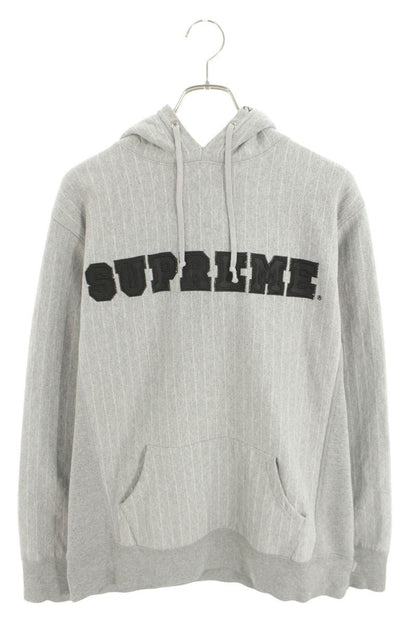 SUPREME 08AW Pinstriped Hoodie Gray Size L