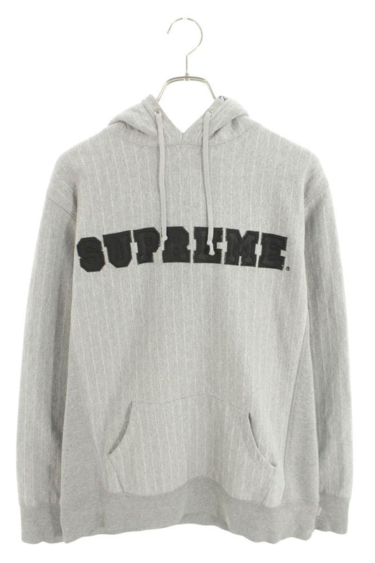 SUPREME 08AW Pinstriped Hoodie Gray Size L