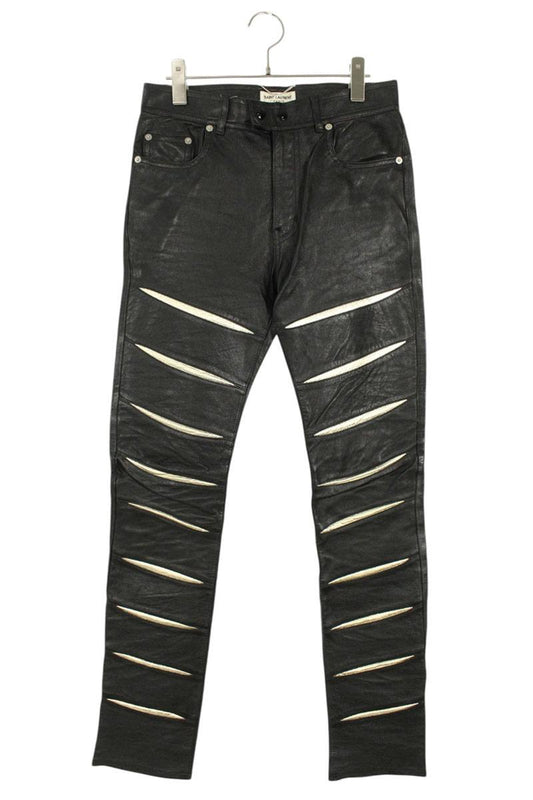 Saint Laurent Paris Leather Long Pants Black US 33