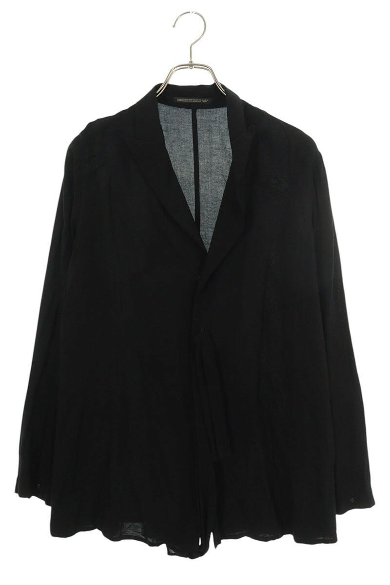 Yohji Yamamoto No Collar Long Sleeve Shirt Black Size M