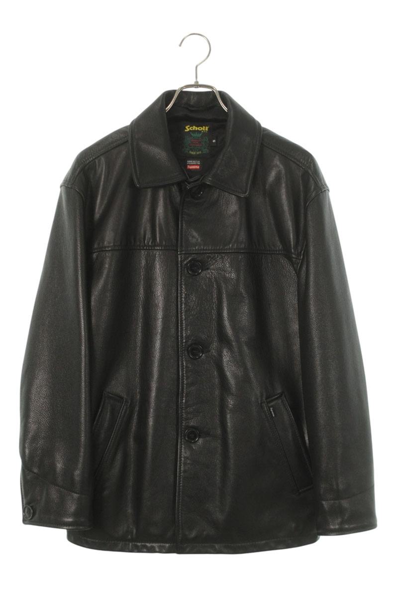 SUPREME x schott 23AW Leather Car Coat Black Size S