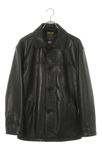 SUPREME x schott 23AW Leather Car Coat Black Size S