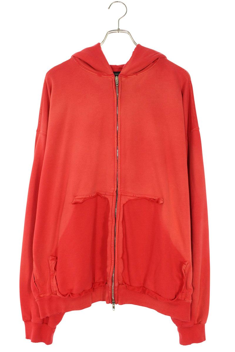 Balenciaga 23SS Vintage Zip Up Hoodie Red x Yellow Size M