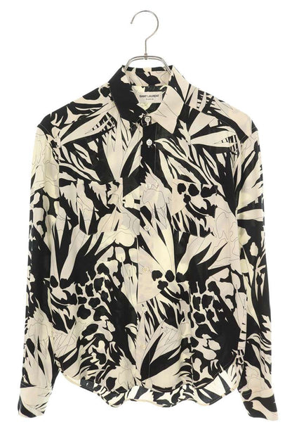 Saint Laurent Paris Long Sleeve Shirt White x Black Size XS