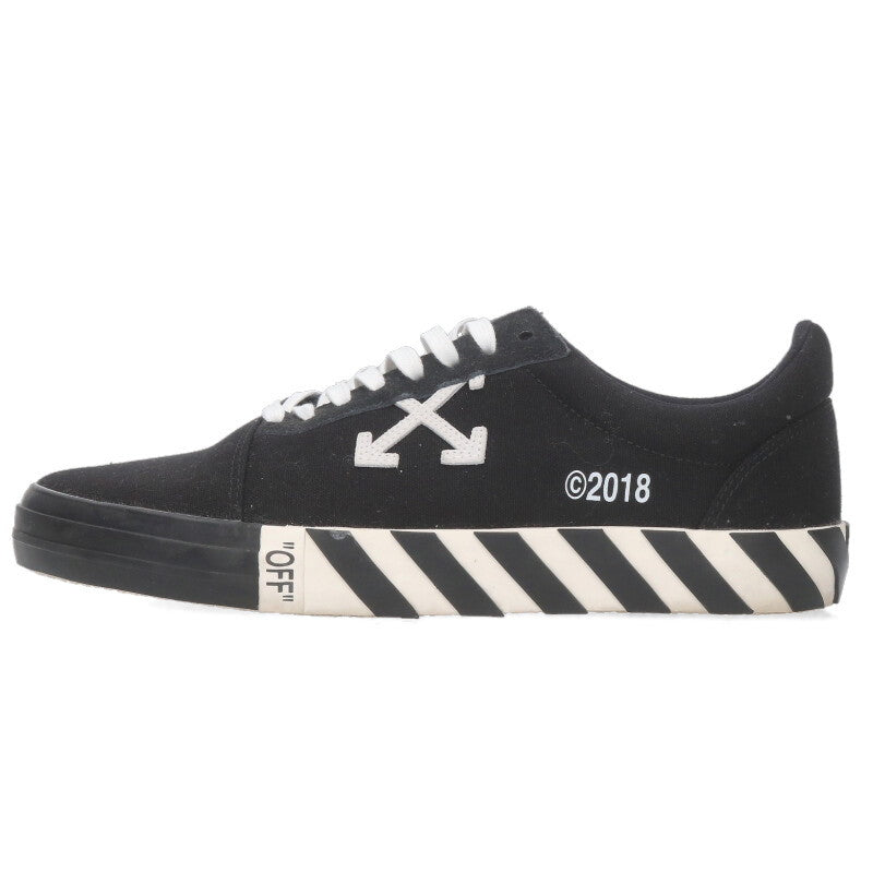 Off-White VULCANIZED STRIPED LOW TOP Sneakers Black x White Size 45