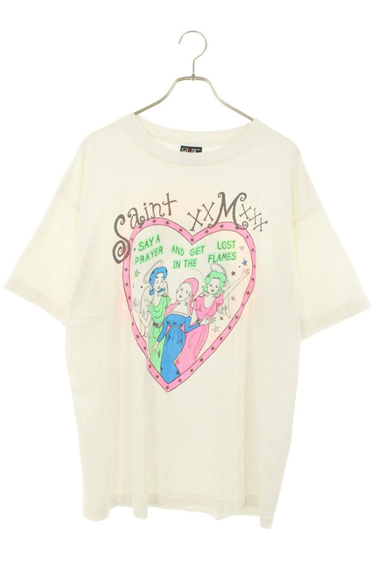 Saint Michael 21AW Print Vintage T-Shirt White Size XL