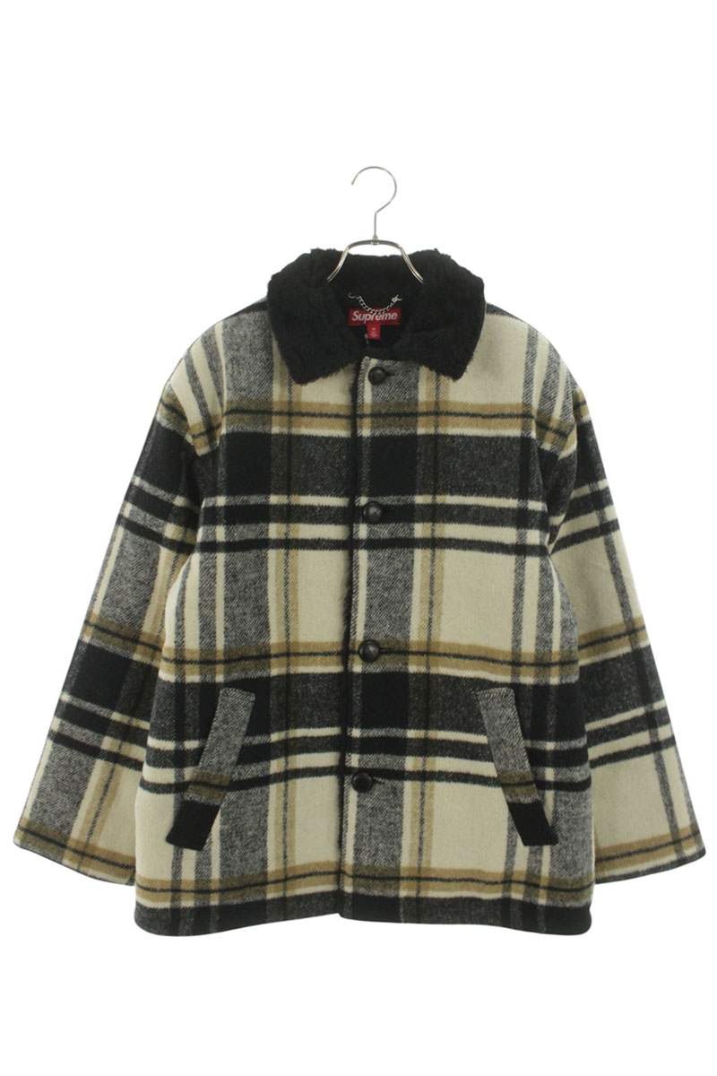 Supreme 25AW Plaid Car Coat White x Black Size M