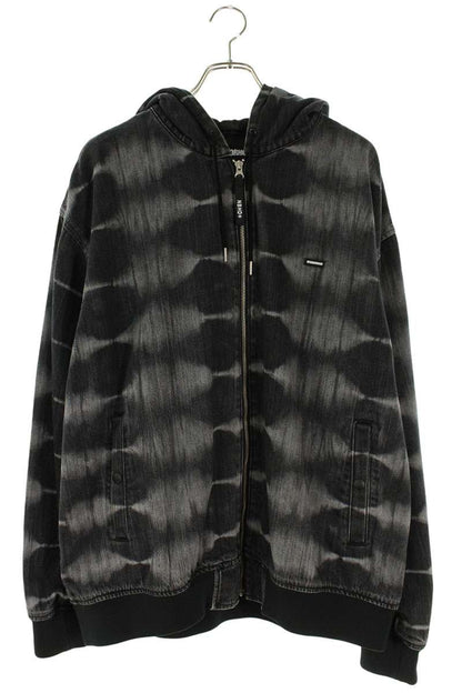 Neighborhood Tie Dye Denim Zip Up Hoodie Black Size L