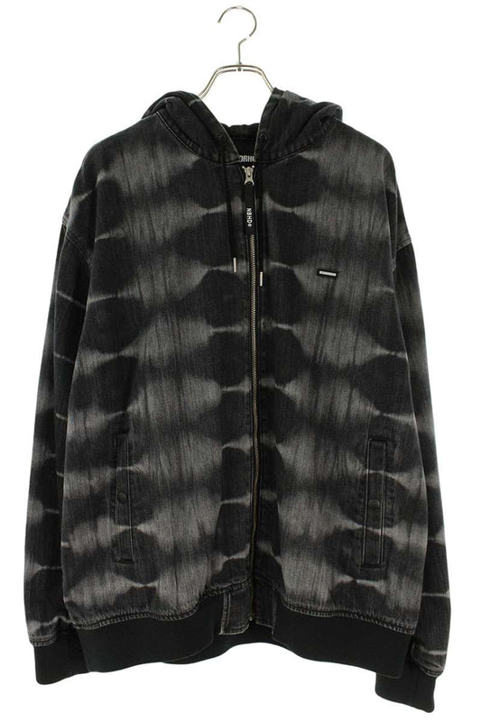 Neighborhood Tie Dye Denim Zip Up Hoodie Black Size L