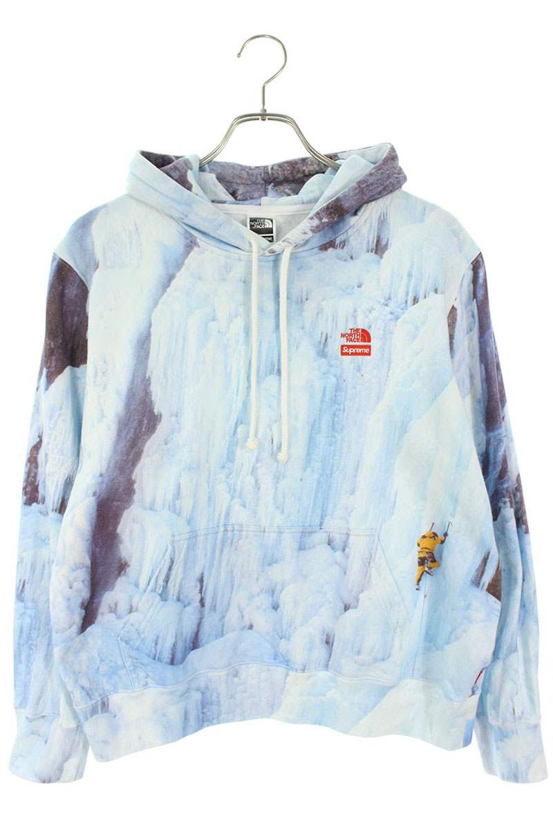 Supreme x The North Face 21SS Ice Climb Hooded Sweatshirt Blue Size M