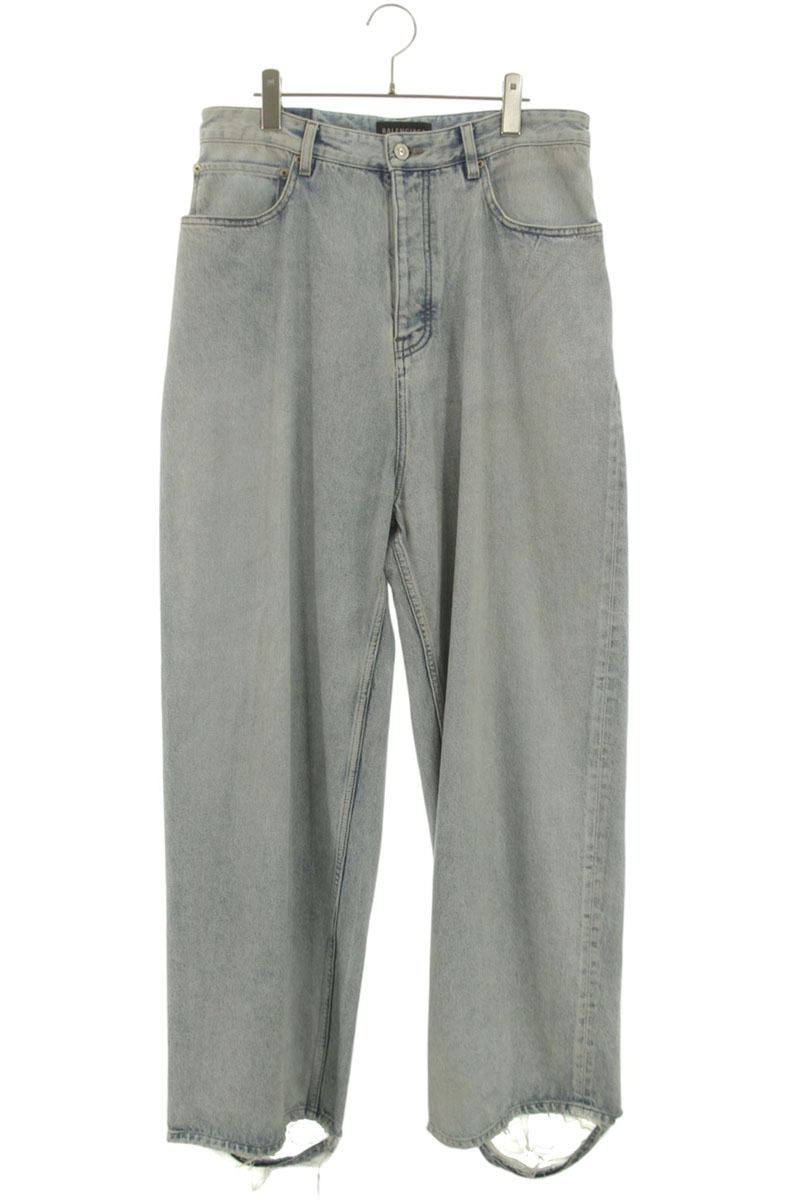 Balenciaga 23AW Distressed Wide Denim Pants Blue Size US 30