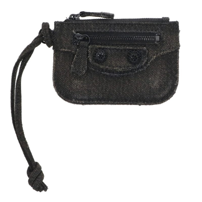 Balenciaga Denim coin case Black One Size