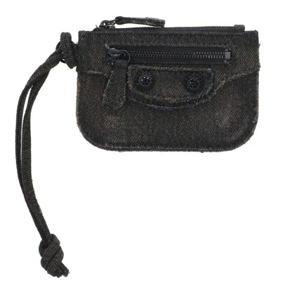 Balenciaga Denim coin case Black One Size
