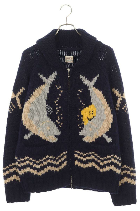 Kapital 25AW Hand Knit Peckish Trout Zip Cardigan Zip Up Blouson Blue Size S