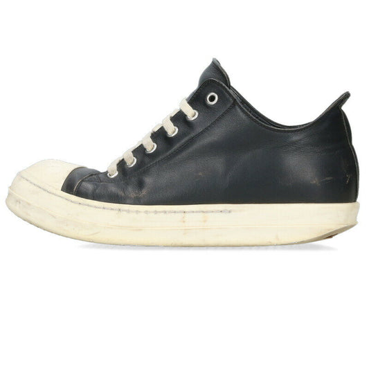 Rick Owens RAMONES LOW Leather Sneakers Black x White US 7.5