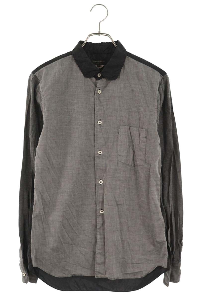 Vintage Comme des Garcons Tops - COMME des GARCONS HOMME PLUS 14SS Fabric Mix L/S Shirt Grey/Black Size S - Authentic Archive