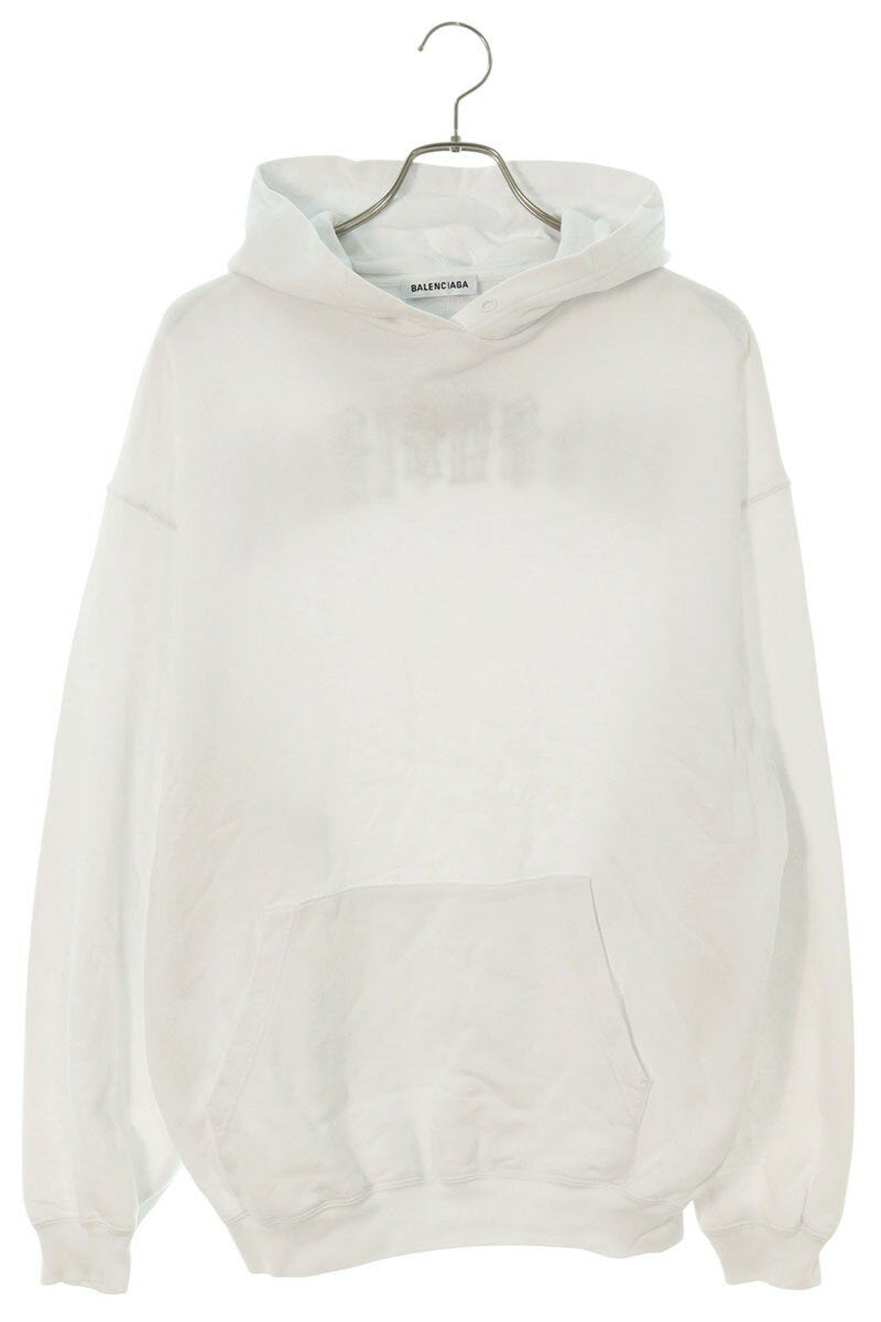 Balenciaga 19SS Back Logo Embroidered Pullover Hoodie White Size XS