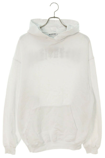 Balenciaga 19SS Back Logo Embroidered Pullover Hoodie White Size XS