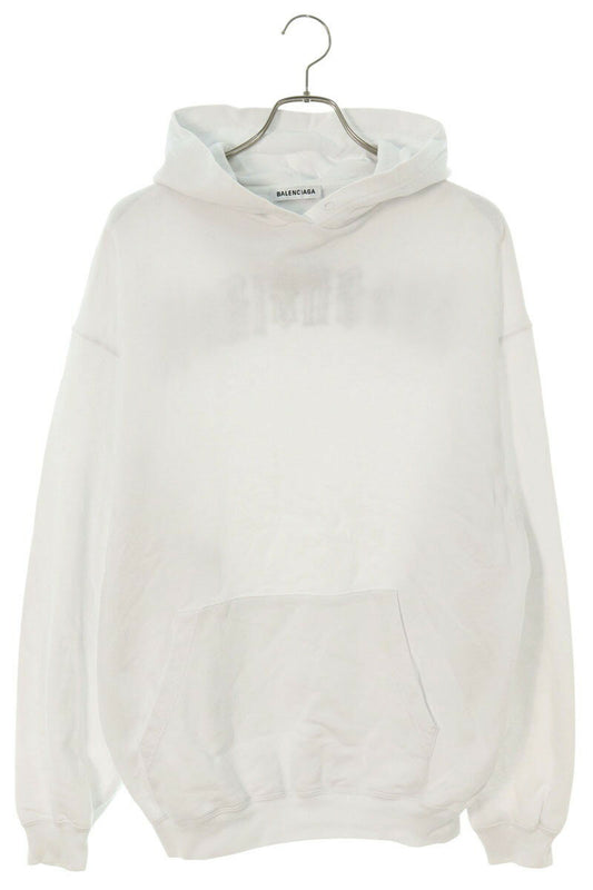 Balenciaga 19SS Back Logo Embroidered Pullover Hoodie White Size XS