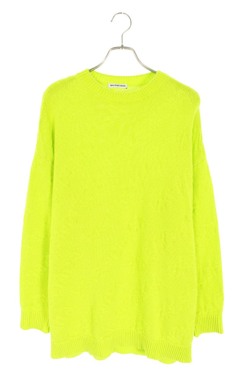 Balenciaga Logo Jacquard Knit Sweater Green Size XS