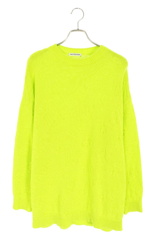 Balenciaga Logo Jacquard Knit Sweater Green Size XS