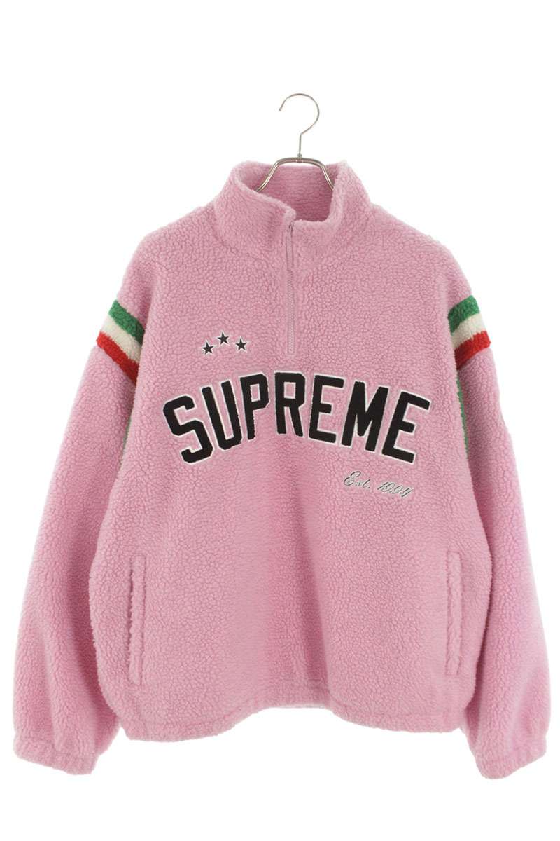Supreme Arc Half Zip Fleece Pullover Logo Blouson Pink Size L
