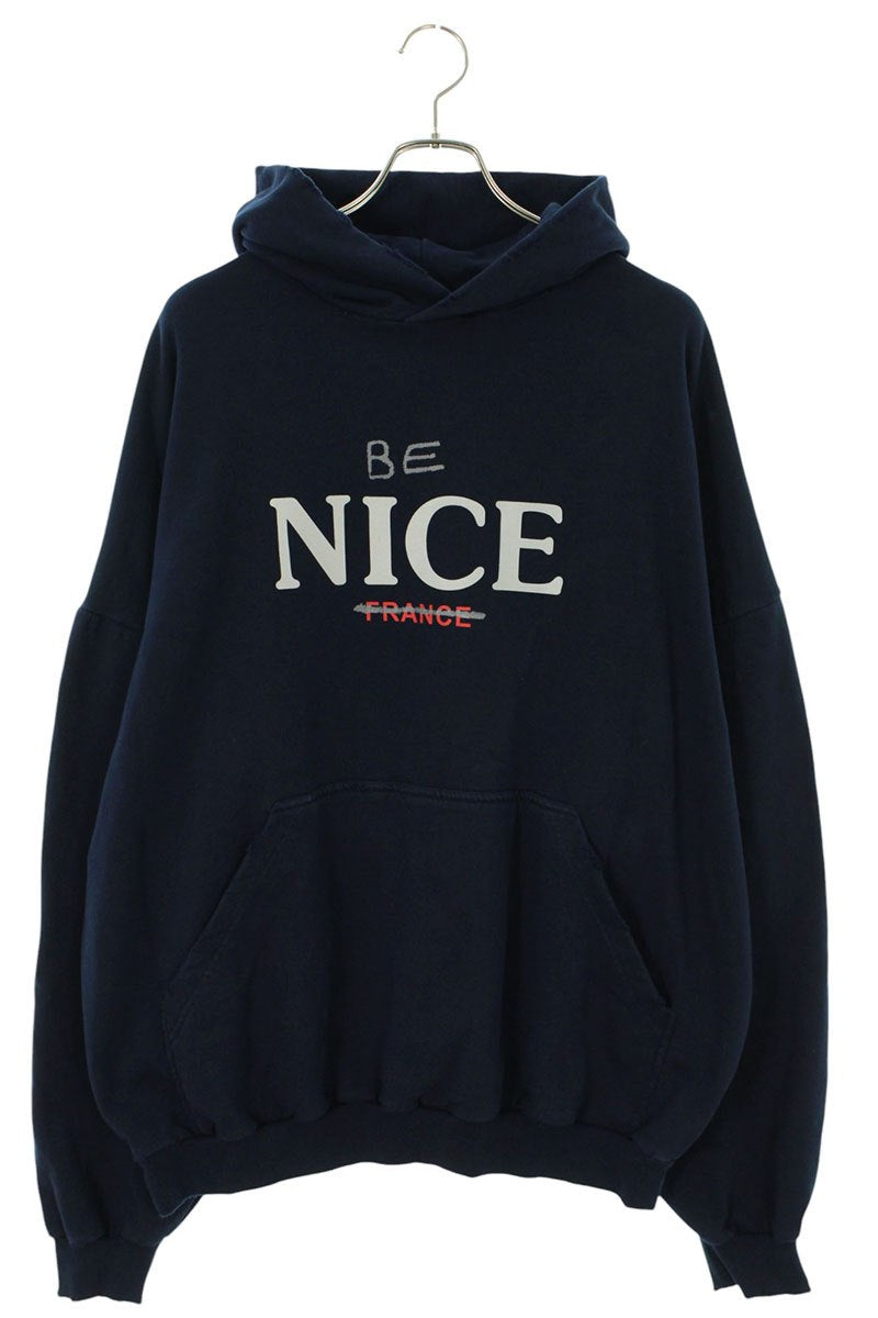 Vintage Balenciaga Tops - BALENCIAGA BE NICE Distressed Hoodie Blue Size L - Authentic Archive
