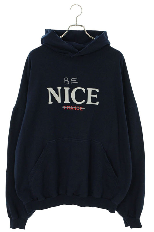 Vintage Balenciaga Tops - BALENCIAGA BE NICE Distressed Hoodie Blue Size L - Authentic Archive