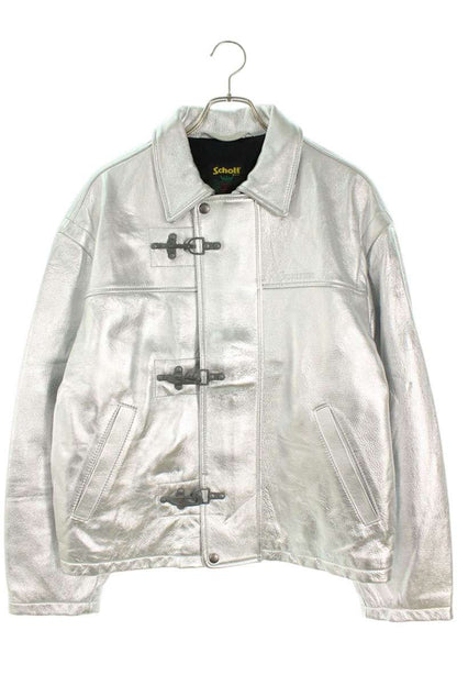 Supreme x Schott 25SS Leather Clip Jacket Silver Size M