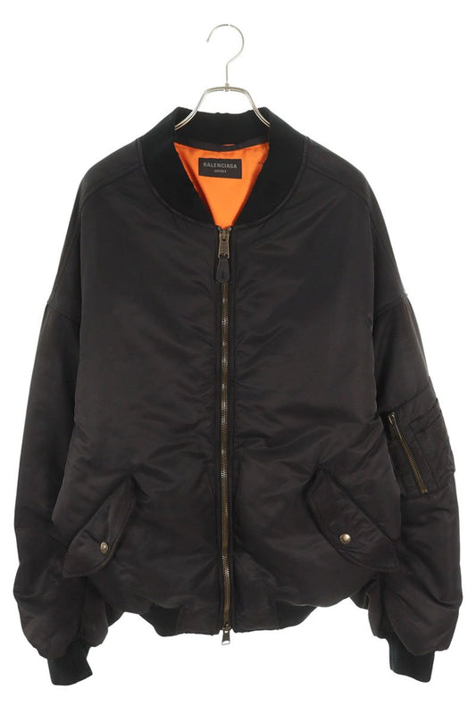 BALENCIAGA Off-Shoulder Bomber Jacket Black Size S